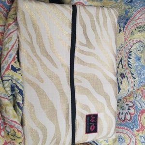 Makeup junkie large gold zebra cosmetic bag